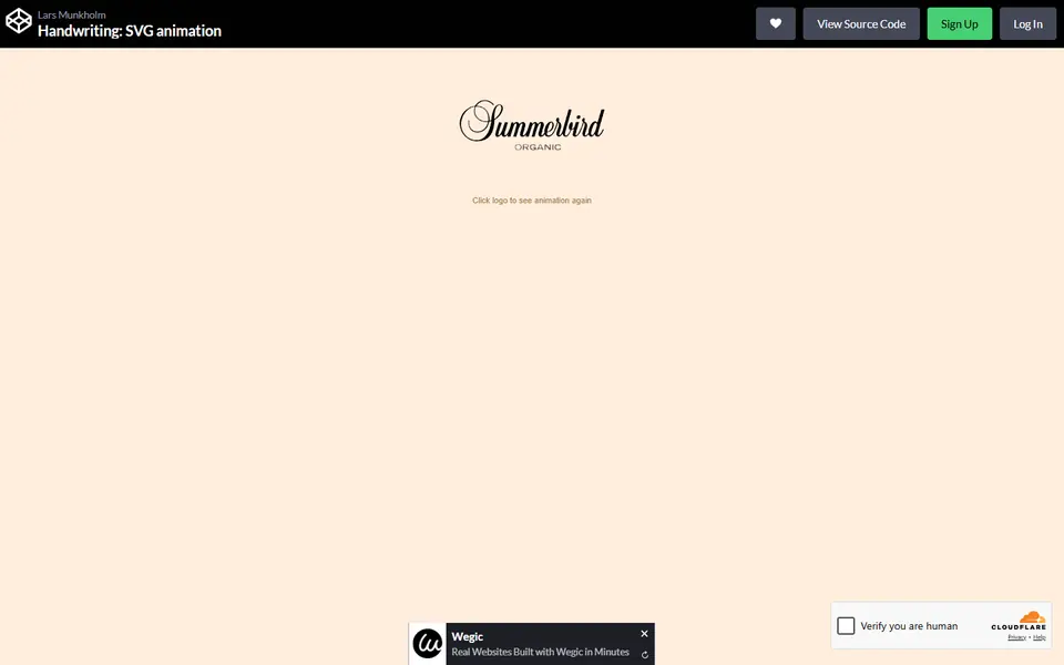 Screenshot van de handschrift-animatie op CodePen