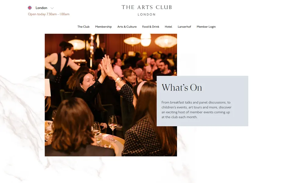 Screenshot van theartsclub.co.uk